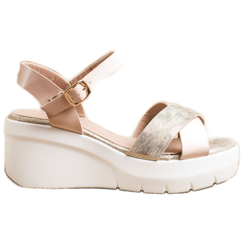 Small Swan Wedge Sandals beige golden
