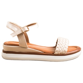 SHELOVET Comfortable sandals on a low wedge beige