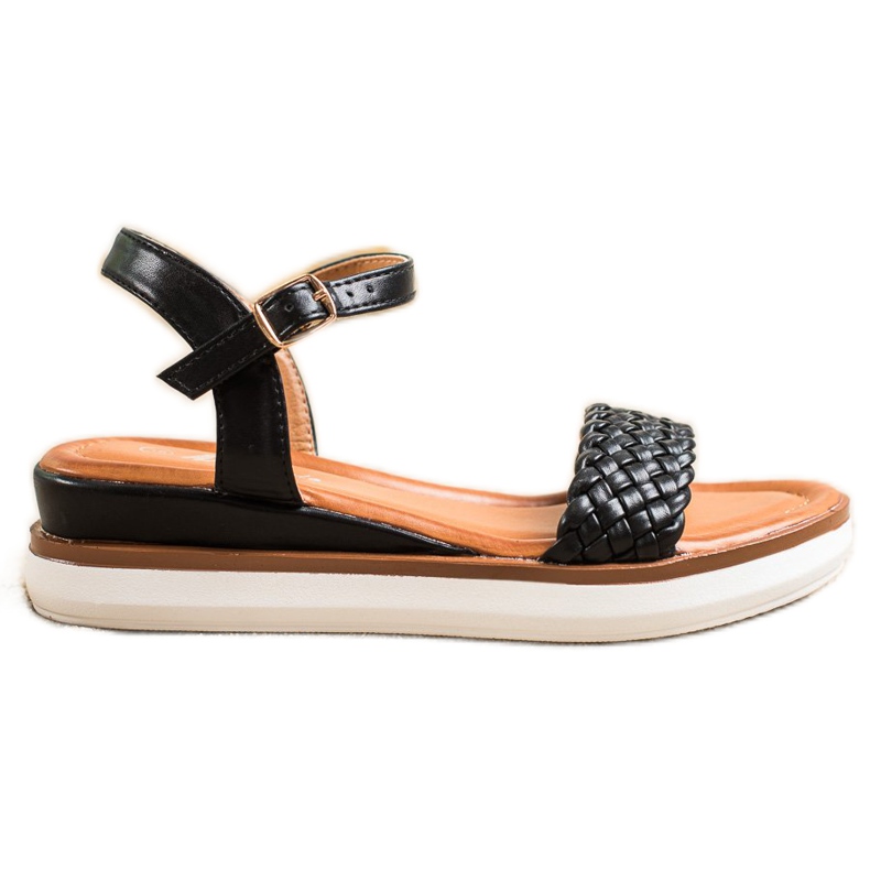 SHELOVET Comfortable sandals on a low wedge black