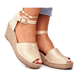 Evento Women's Sandals On Wedge Espadrilles Gold golden