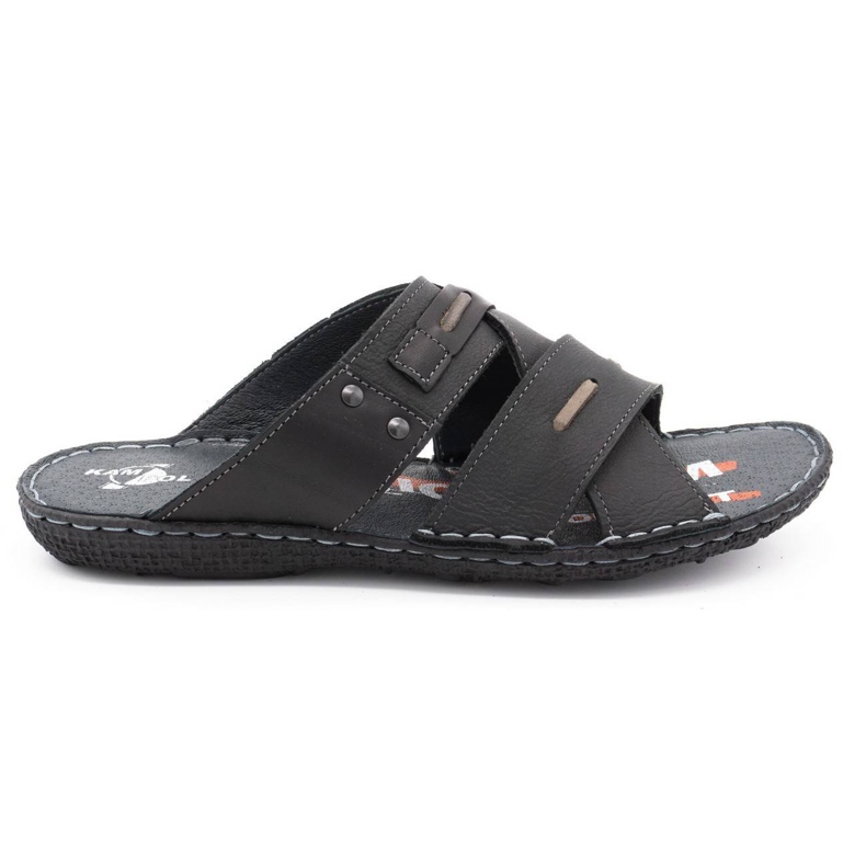 Kampol Men's leather slippers 201/3 black