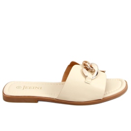 Beige 377 Beige slippers with a chain