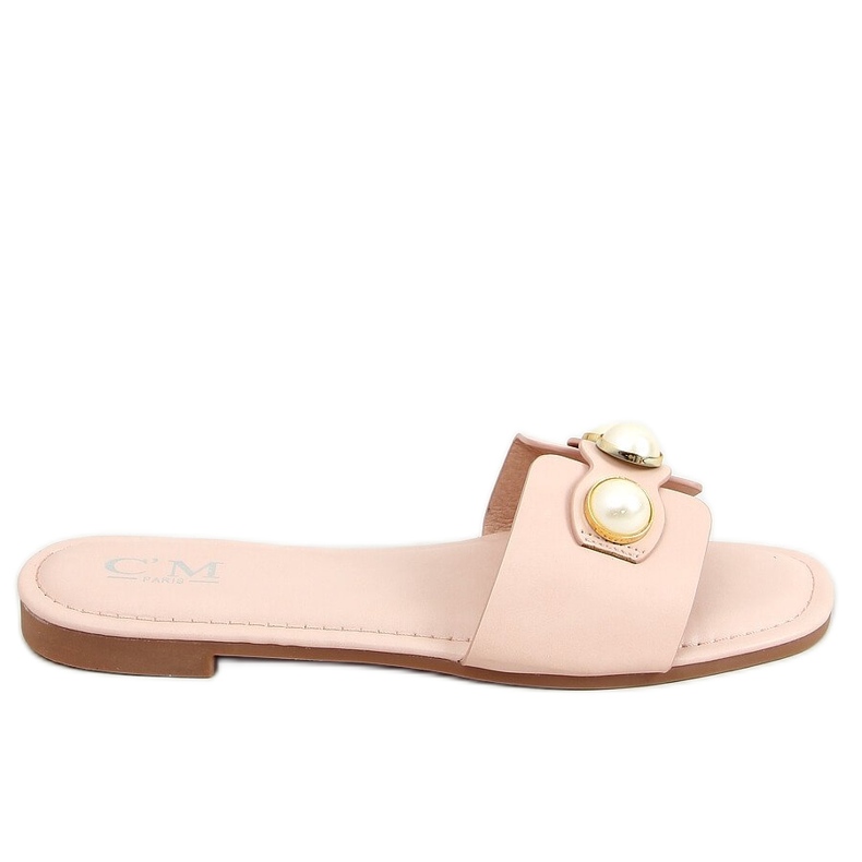 Slippers with pearls 55-37 Pink