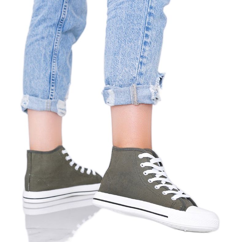 Green khaki women's ankle sneakers Gampa Green khaki women's ankle sneakers Gampa