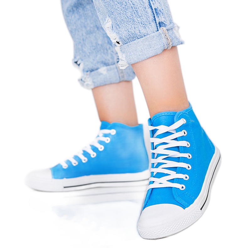 Women's white sneakers Gampa ankle blue
