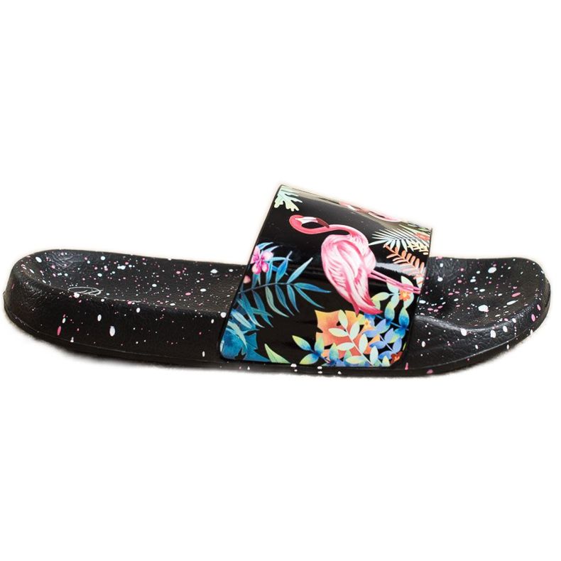 Bona Fashionable flip-flops with a flamingo black multicolored