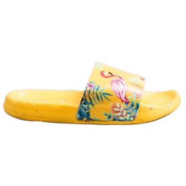 Bona Fashionable flip-flops with a flamingo yellow