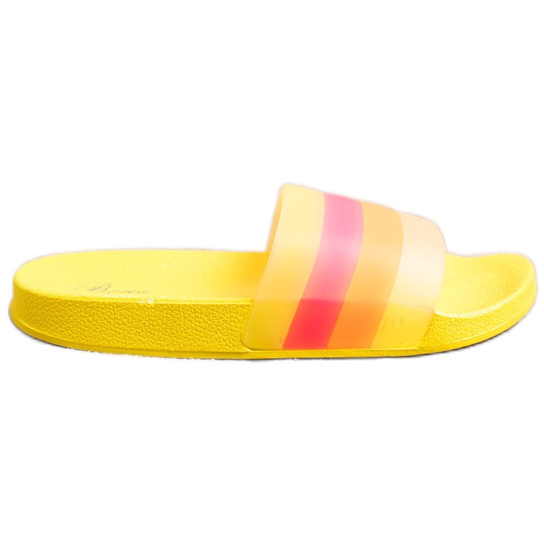 Bona Comfortable flip-flops with colorful stripes yellow