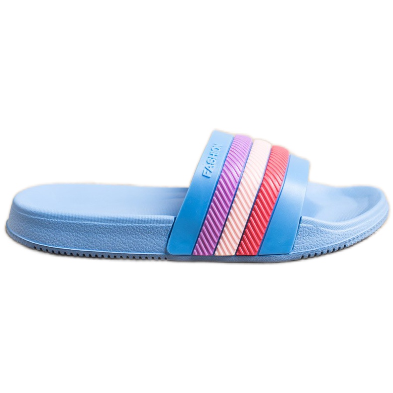 Bona Slippers With Colorful Stripes blue