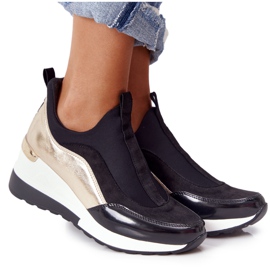 PE1 Wedge Sneakers Black and Gold City Beat PE1 Wedge Sneakers Black and Gold City Beat