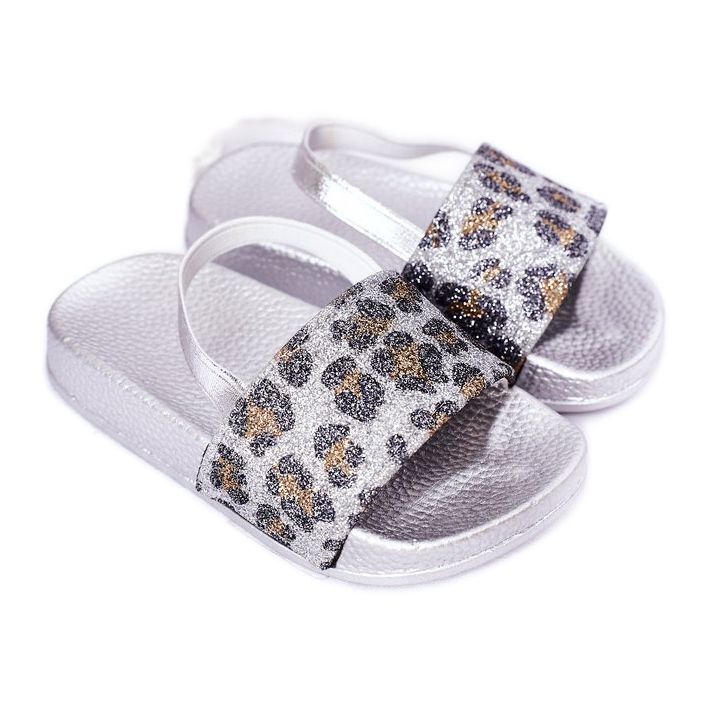 FR1 Children Rubber Slippers with glitter silver Rimi