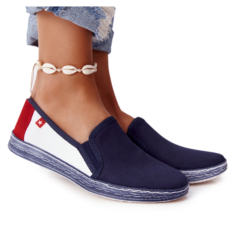 Women's Espadrilles Big Star HH276008 Navy Blue-White red