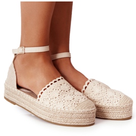 Lace Espadrilles On A Braided Beige Platform Larissa