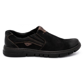 Joker Men's leather slip-on shoes 507J black nubuck