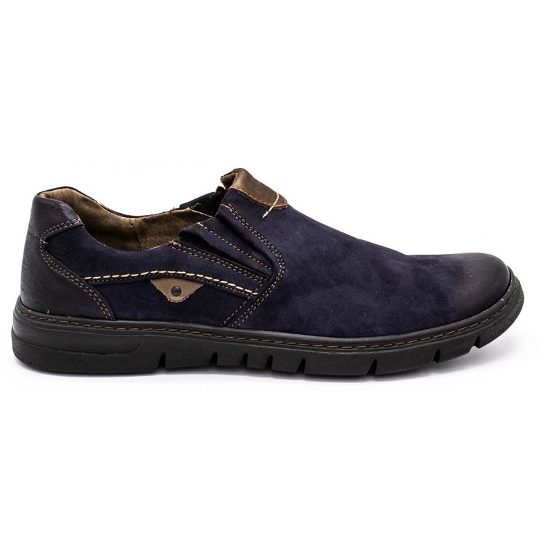 Joker Men's leather slip-on shoes 507J navy blue