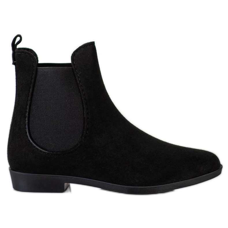 SHELOVET Black Suede Wellies
