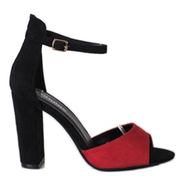Goodin Suede Sandals On A Bar black red
