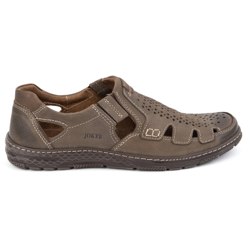 Joker Men's summer leather shoes, slip-on 500J olive green Joker Men's summer leather shoes, slip-on 500J olive green