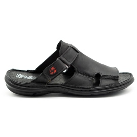 Polbut Men's leather slippers 356 black Polbut Men's leather slippers 356 black