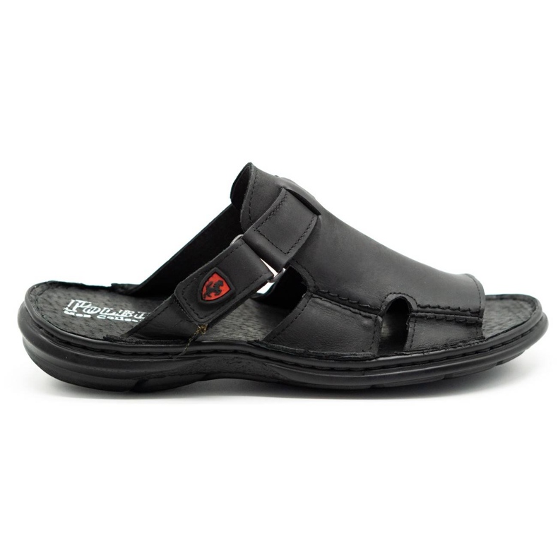 Polbut Men's leather slippers 356 black