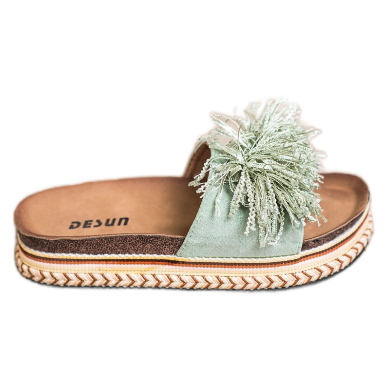 SHELOVET Fashionable Slippers With Fringes green