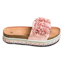 SHELOVET Slippers On The Platform With Ornament pink