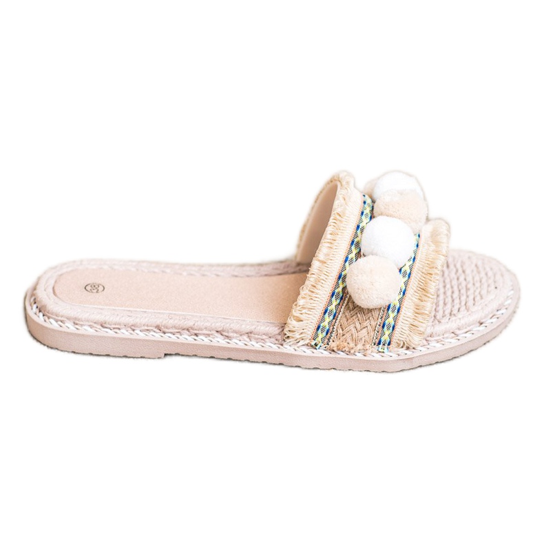 SHELOVET Slippers With Pompoms brown SHELOVET Slippers With Pompoms brown