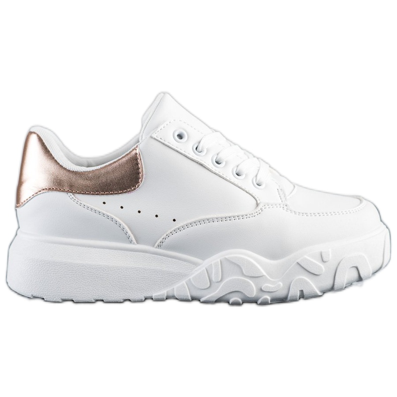 SHELOVET Fashionable White Sneakers golden SHELOVET Fashionable White Sneakers golden
