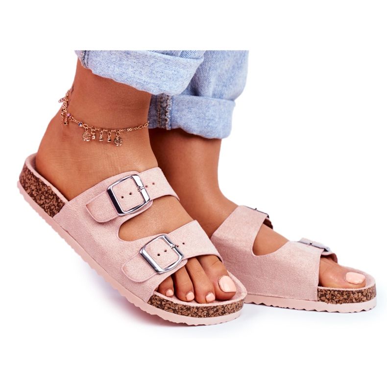 EVE Women's Slippers On Cork With Clasps Pink Si Senor