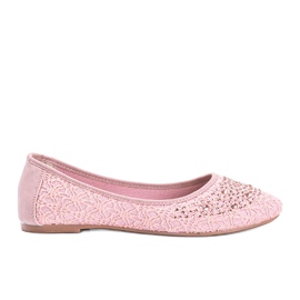 Pink lace ballerinas with East Side cubic zirconia