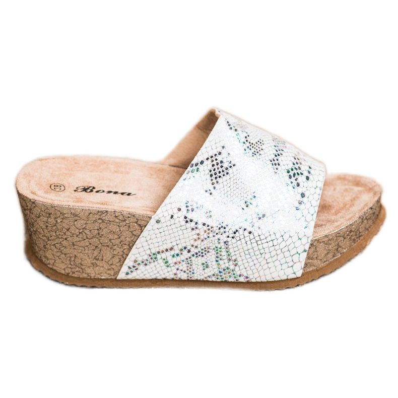 Bona White Wedge Slippers