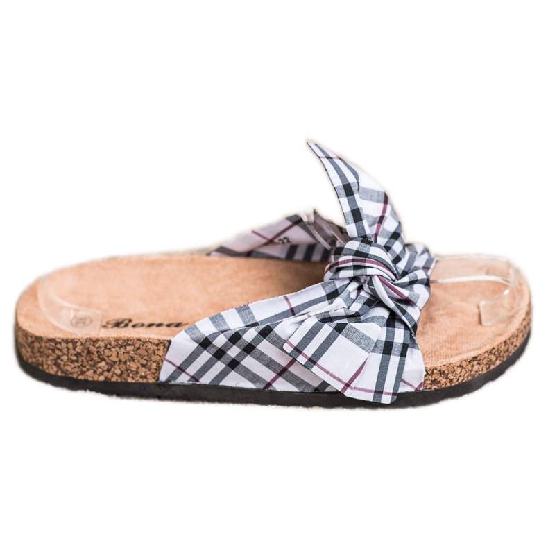 Bona Slippers with a checkered bow multicolored