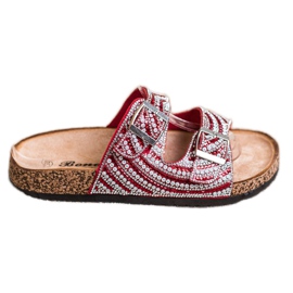 Bona Stylish Slippers With Buckle red