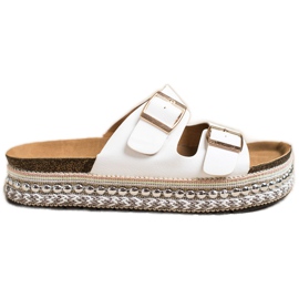 SHELOVET Slippers With Decorative Platform white