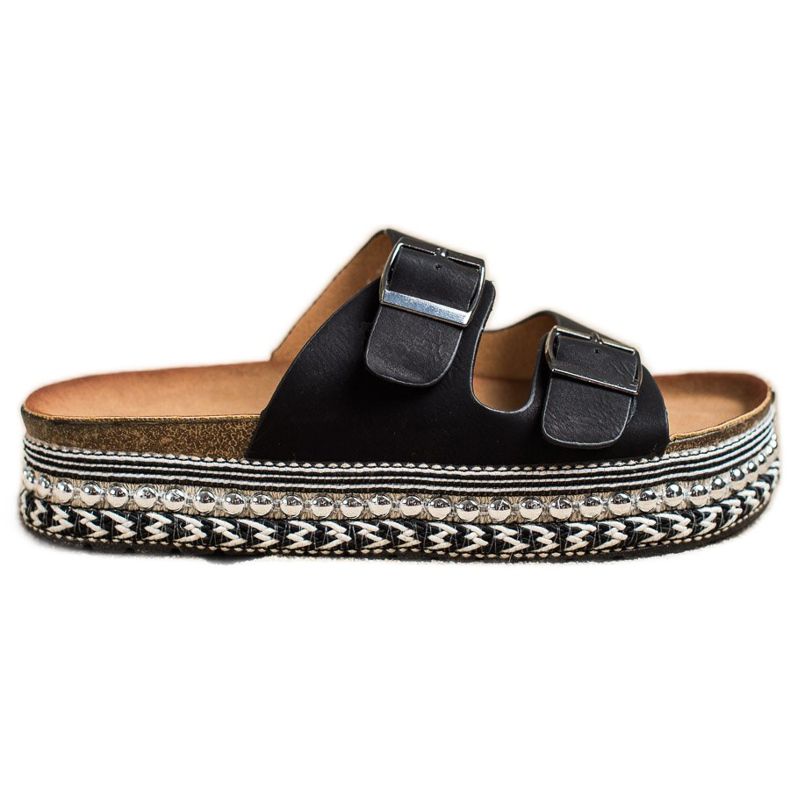 SHELOVET Slippers With Decorative Platform black