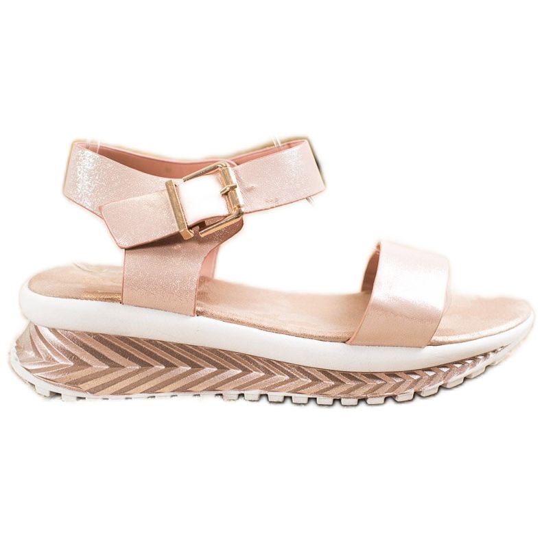 Groto Gogo Sandals On The Platform With Glitter beige golden