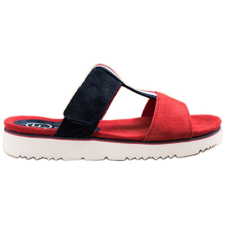 Filippo Leather Slippers red navy blue