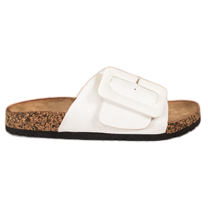 SHELOVET Eco Leather Slippers With Buckle white SHELOVET Eco Leather Slippers With Buckle white