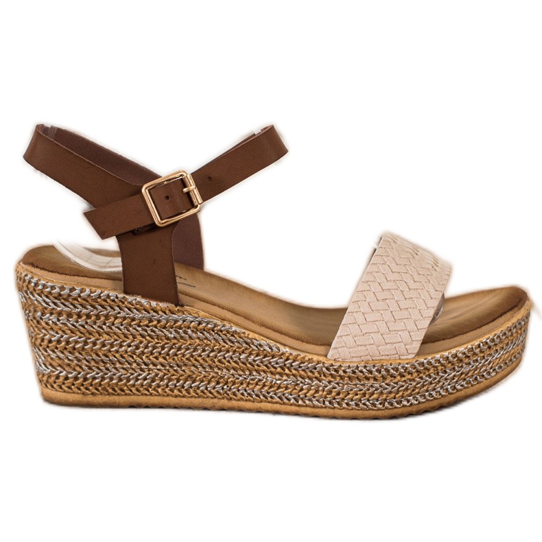 Bona Fashionable wedge sandals beige brown