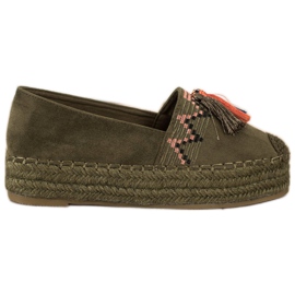 Coura Suede Espadrilles With Fringes green