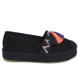 Black 1735 Black espadrilles with fringes