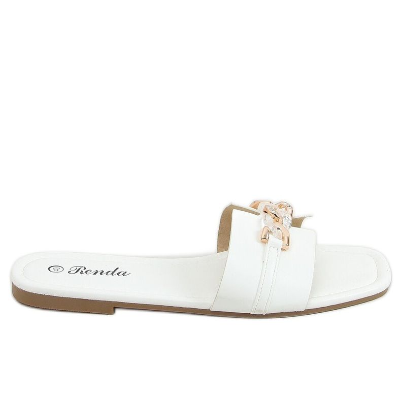 Slippers with a decorative chain white 35-230 White