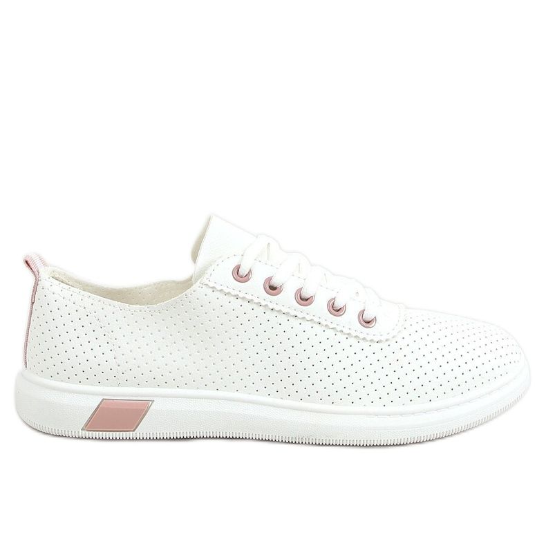 Women's white and pink sneakers LA42 Pink