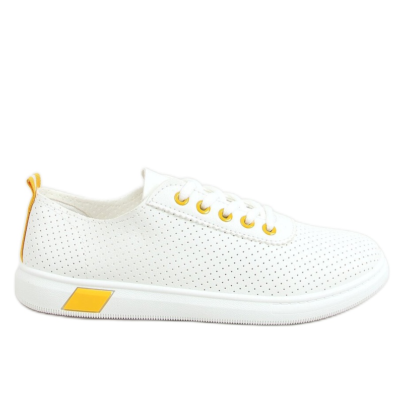 Women's white and yellow sneakers LA42 Yellow