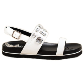 SHELOVET White Sandals With Crystals