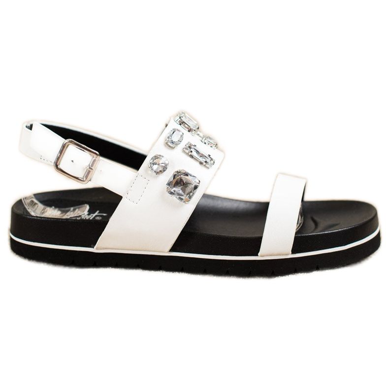 SHELOVET White Sandals With Crystals