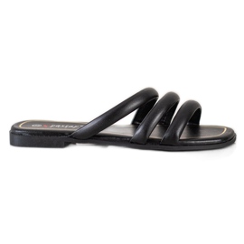 Seastar Eco Leather Slippers With Straps black Seastar Eco Leather Slippers With Straps black