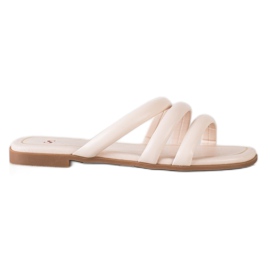 Seastar Eco Leather Slippers With Straps beige