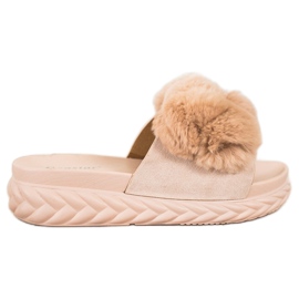 Seastar Beige Slippers With Fur