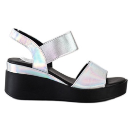 Coura Shiny Wedge Sandals silver